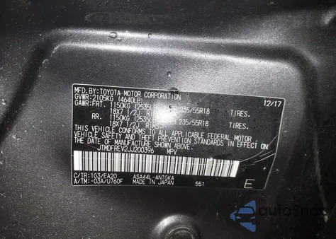 2018 Toyota Rav4 Limited z USA, uszkodzony, nr VIN JTMDFREV2JJ200396